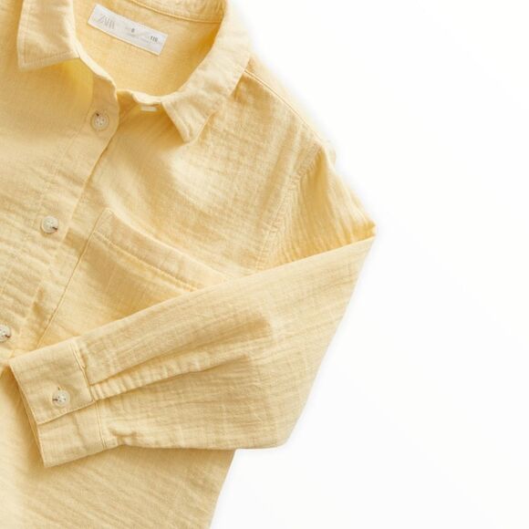ZARA Kids | Vanilla | HIGH-LOW HEM TEXTURED SHIRT - Picture 4 of 6